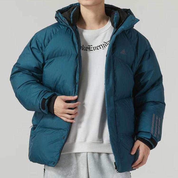 adidas Down Jackets Men's Blue Hooded Moderate Down Jacket IL8929