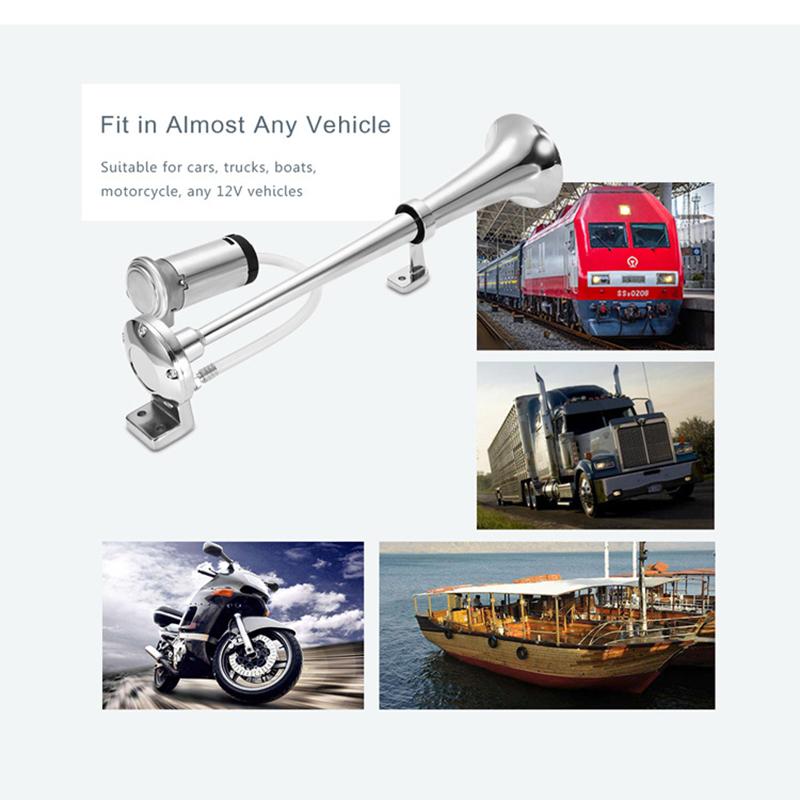 Universal 17inch Single Trumpet Car Air Horn 12V Compressor 150DB Super Loud Air Hose Car Horn Speaker for Truck Boat Motorcycle