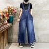 Oversized Women Denim Jumpsuit Summer Streetwear High Waist Straight Wide Leg Jeans Female Casual Trouser