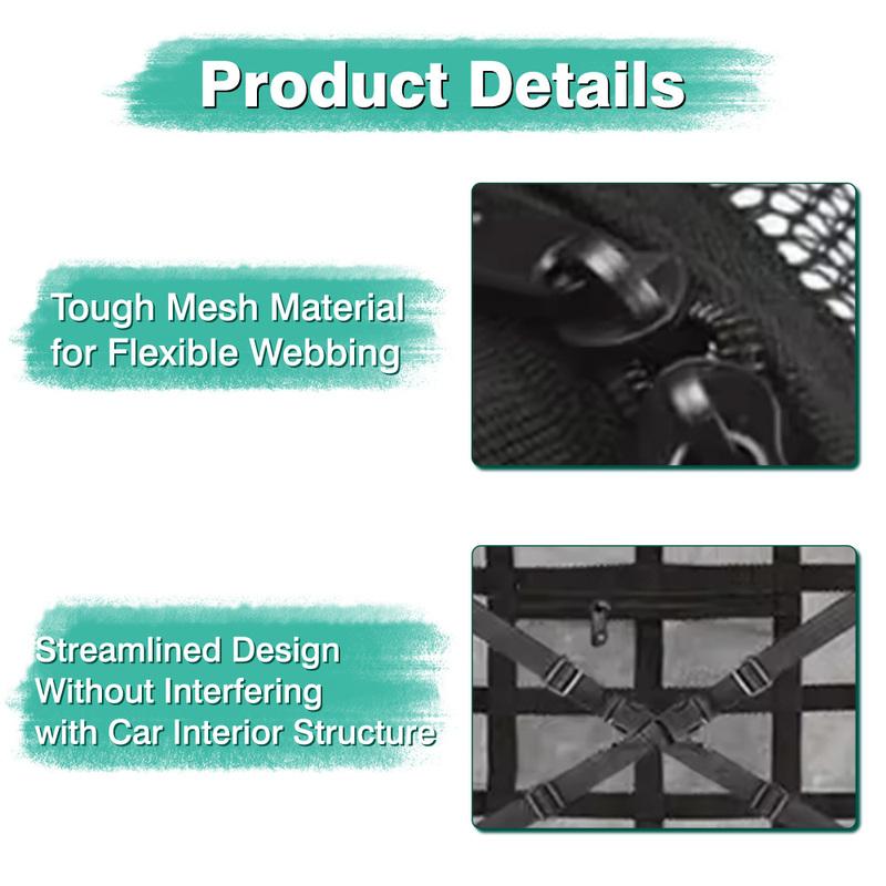 Car Roof Storage Net Storage Organizer Large Capacity Space Saving Car Ceiling Net Storage For SUV Long Trip Camping