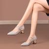 Women's Chunky Heel Pearl Bow Rhinestone Wedding Shoes - 2025 Spring Collection