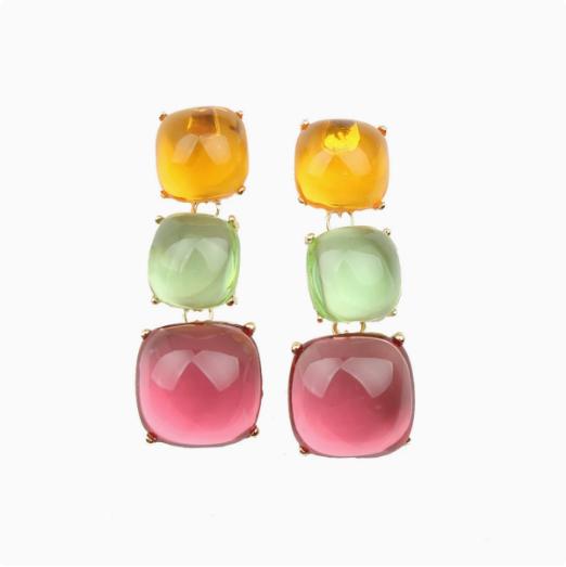 

Color-blocked Acrylic Necklace And Earring Set, Versatile And Elegant Handmade Clavicle Chain For Women, Crystal. One Size білий