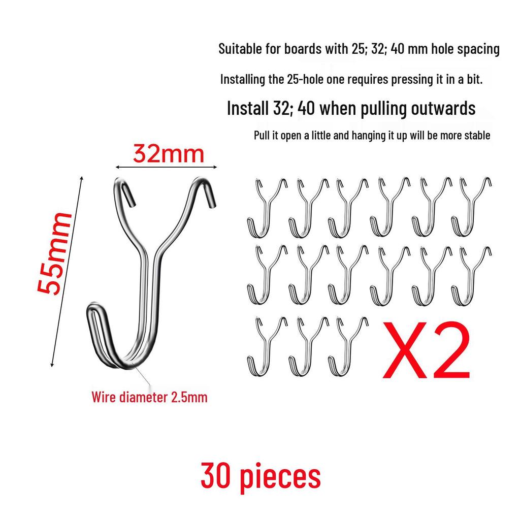 Stainless Steel Pegboard Hooks for Supermarket Shelves and Perforated Walls