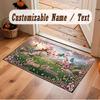 Butterfly Theme Crystal Velvet Floor Rug Personalized Custom Name Text Warm Carpet Home Decoration