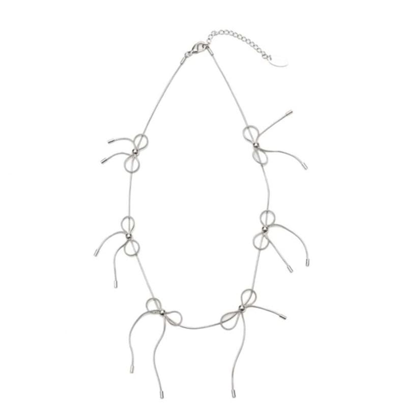 

LOTS YOU lotsyou_Ribbons bon chain necklace Silver OS