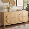 Credenza a Quattro Ante con Aspetto a Rilievo Circolare, Armadio contenitore con Ripiani Regolabili, Mobile da Corridoio Effetto Legno