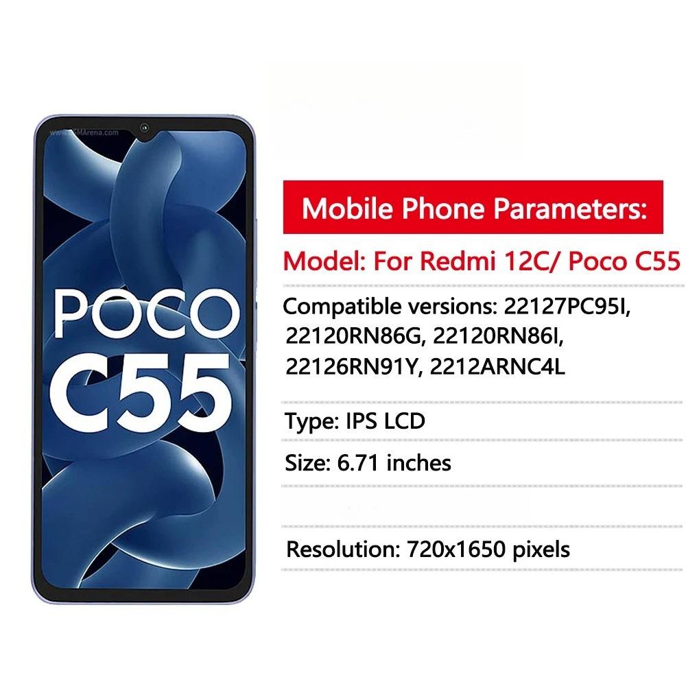 TFT Display For Xiaomi Poco C55 22127PC95I LCD Display Touch Screen Digitizer Replacement For Xiaomi Redmi 12C LCD Display