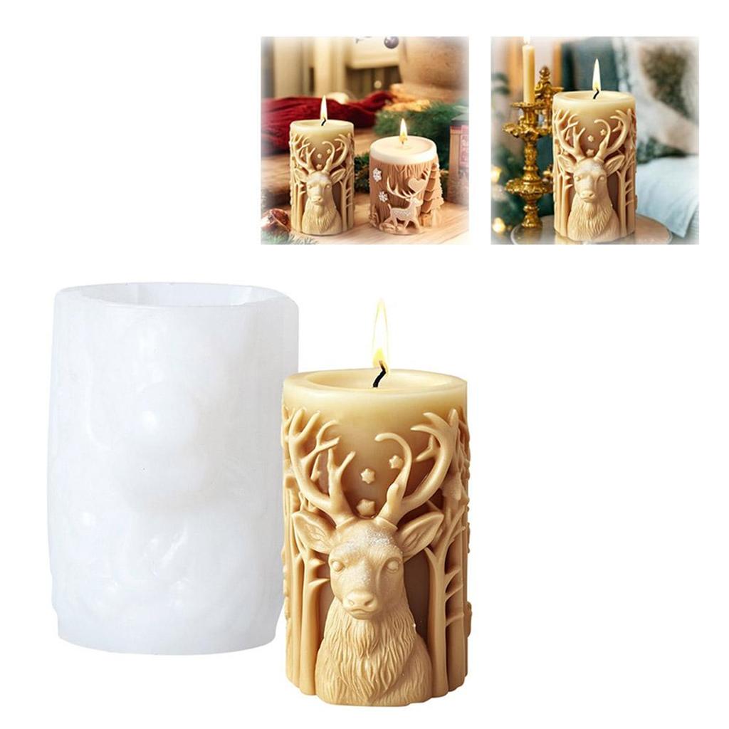 New Christmas Tree Carving Pattern Cylindrical Candle 3D Silicone Mold  Snowflake Cylindrical Elk Candle Mold