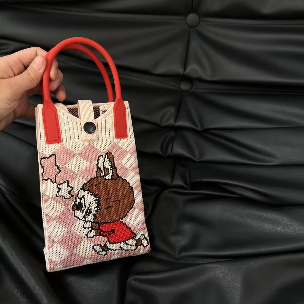 Labubu niedliche gestrickte Umhängetasche Geldbörse Handtasche