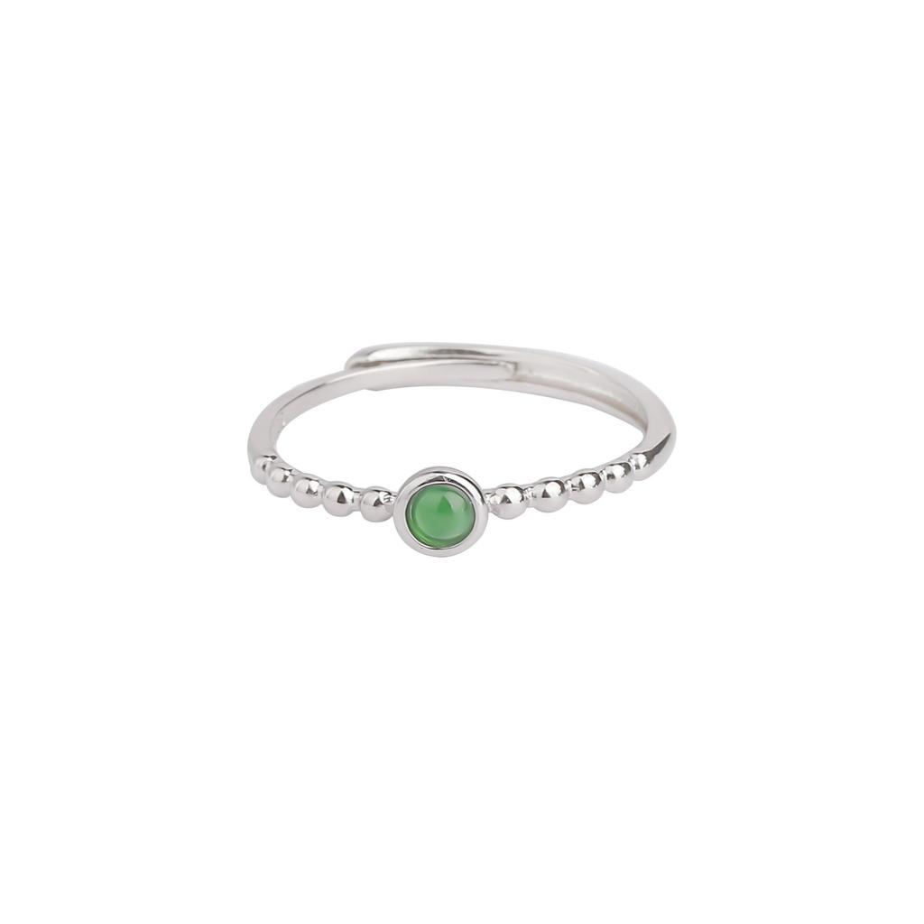 Natural jadeite sterling silver s925 ring Japanese exquisite fashion women's jewelry new Chinese daily jewelry gift