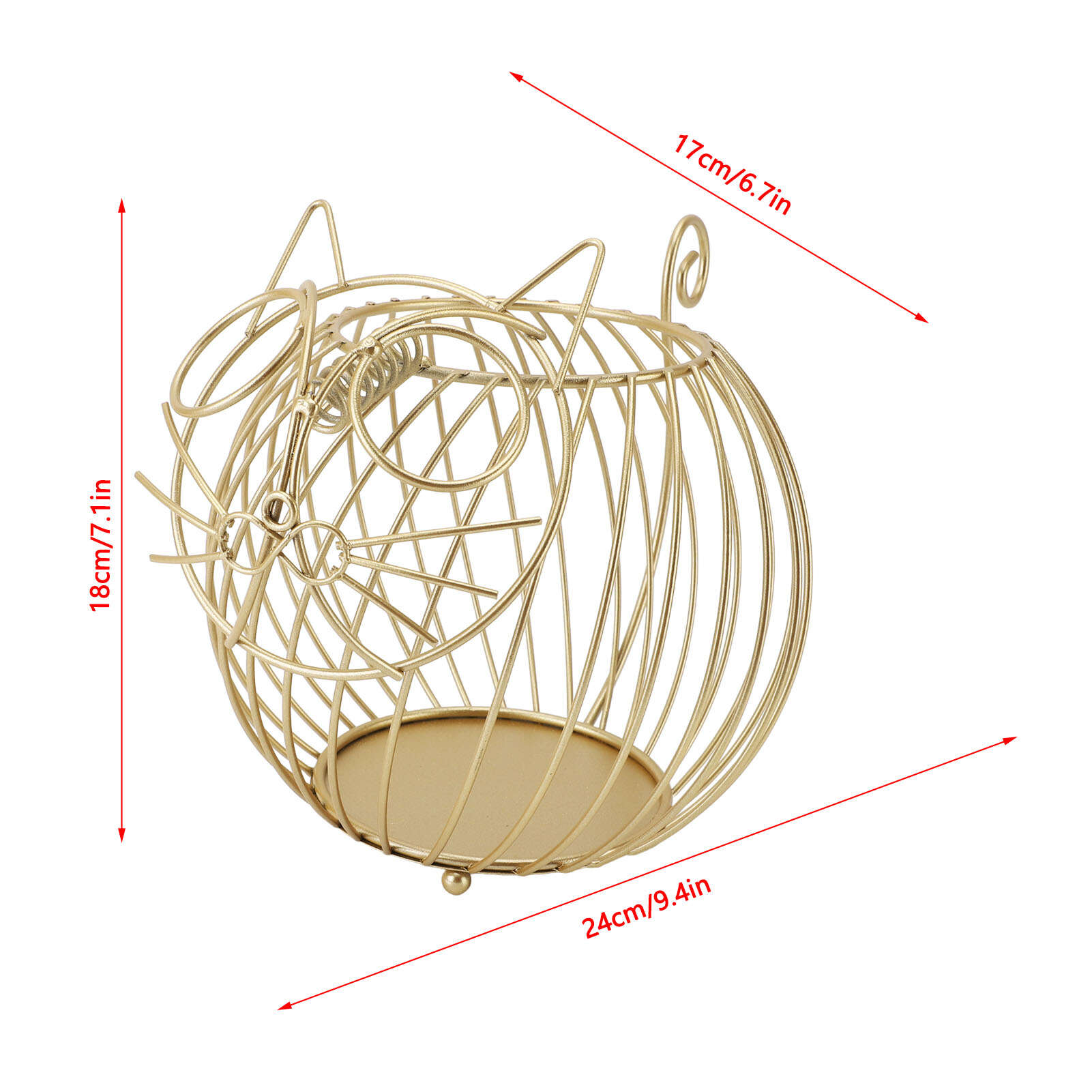 

Держатель для кофейных капсул Инновационный мультяшный котенок Железный металлический кофейный контейнер Корзина для кофейного бара Прилавок Золотой 24x17x18cm / 9.4x6.7x7.1in