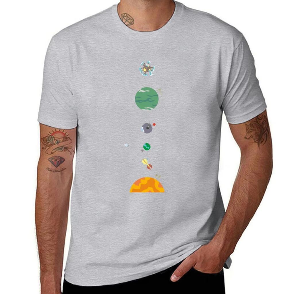 Outer Wilds Hearthian System Map T-Shirt Korean Fashion Plain Sublime Shirts Graphic Tees Mens Tall T Shirts