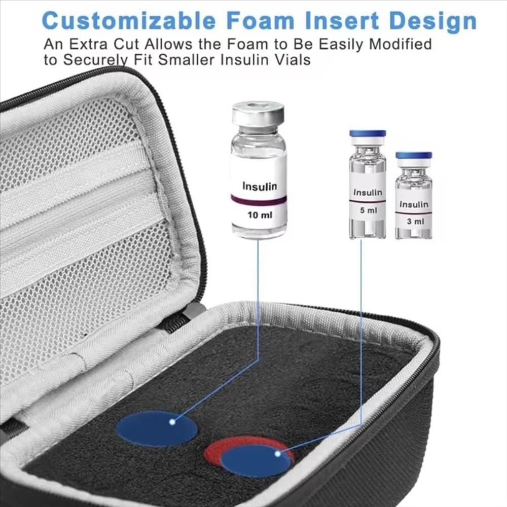 3ML/10ml Insulin Vial Storage Case Waterproof Dust-proof Essential Oil Case EVA 9/10/15/30 Slots Insulin Organizer for Home
