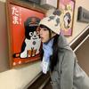 Cute three-dimensional cat jacquard wool hat female winter warm cold ear protection windproof color matching hairball knitted cold hat