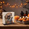 Halloween Themed Table Decor Wood Napkin Holder Vintage Rustic Dispenser Organizer Spooky Ghost Black Cat Kitchen Organizer Boo Tissue Stand