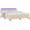 Boxspring Bed with LED Light Strips Cream 180 X 200 Cm Fabric