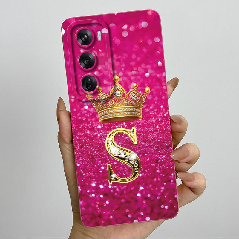 For OPPO Reno 12 Pro 5G Case Crown Letters Liquid Silicone Phone Cover For OPPO Reno12 Reno 12 12Pro Coque CPH2625 CPH2629 Funda