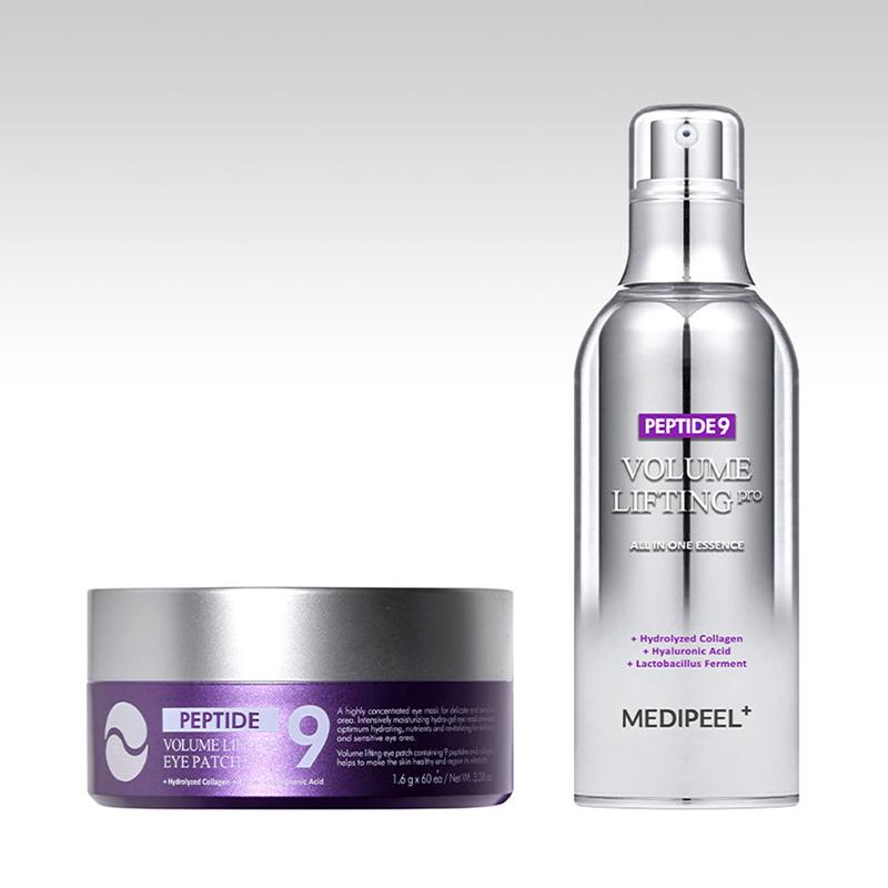 Peptide 9 Volum Løft Alt-i-ett Essens Pro 100ml + Øyelapp Pro 60 stk Sett