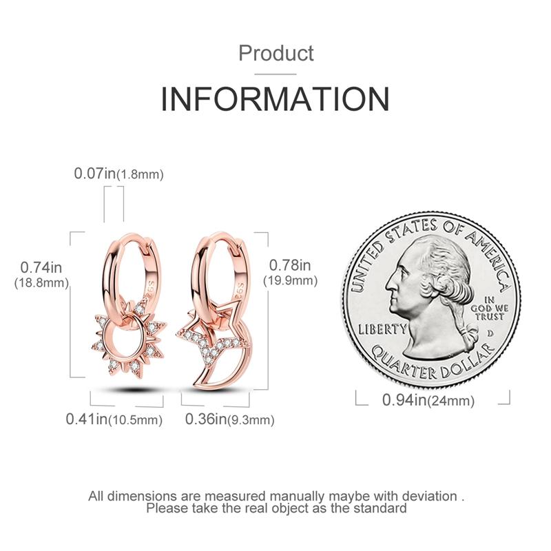 925 Silver Geometric Rose Gold Drop Earrings For Women Elegant Fashion Jewelry S925 Fine Gifts