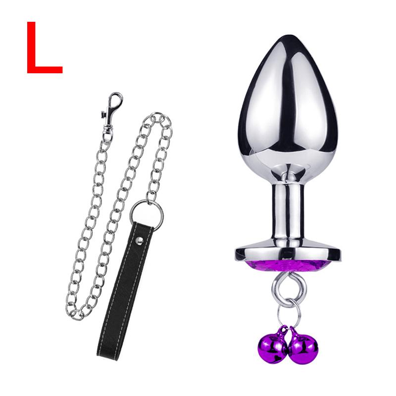 Analplug Sexspielzeug Edelstahl Glattstahl Buttplug mit Glöckchen rundem Kristallanhänger
