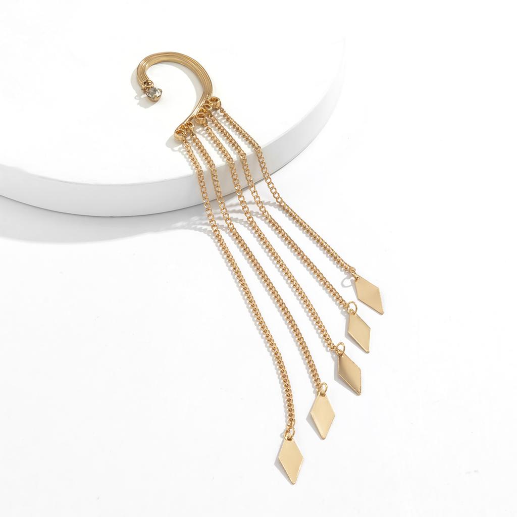 Ingemark Kpop Long Tassel Clip Earring for Women Ladies No Piercing Fake Cartilage Exquisite Ear Bone Clips Pendientes Zircon
