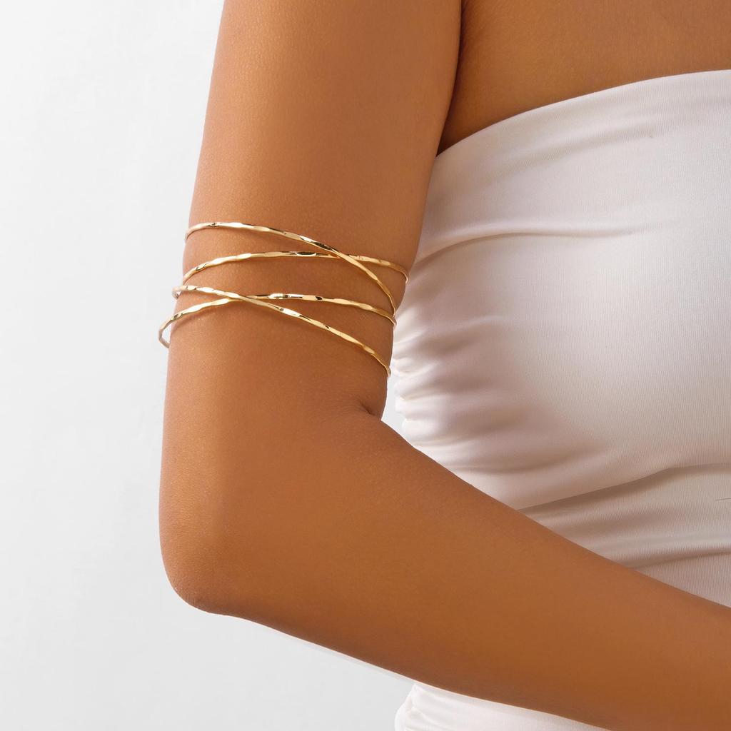 Cross Multi-layer Intersecting Metal Arm Bracelet - European American Style