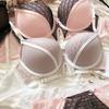 Sexy Hollow Underwear Set for Women 3/4 Cup Push Up Bra Lace Splicing Color Brassiere and Panties Ladies Intimates Lingerie