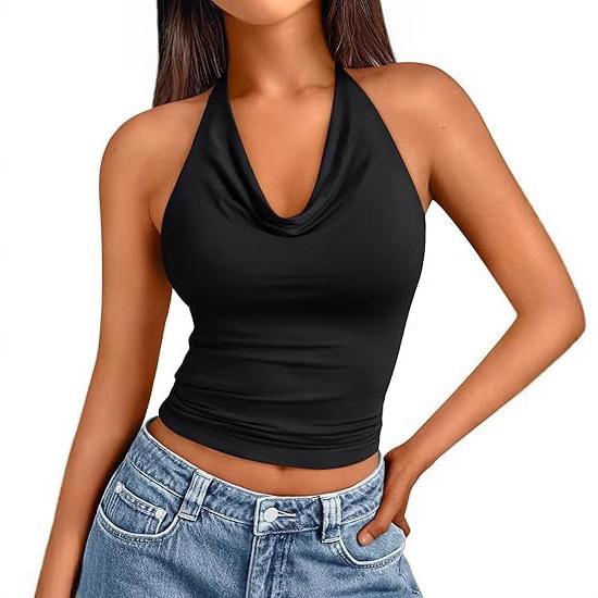 European and American fashion foreign style neck sleeveless sexy vest women's summer slim-fitting off-the-shoulder thin versatile top