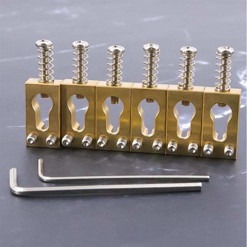 6Pcs Guitar Tremolo Bridge Saddles Brass Vibrato Bridge Saddles Replacement Electric Guitar Gourd Bridge Saddles Enduring