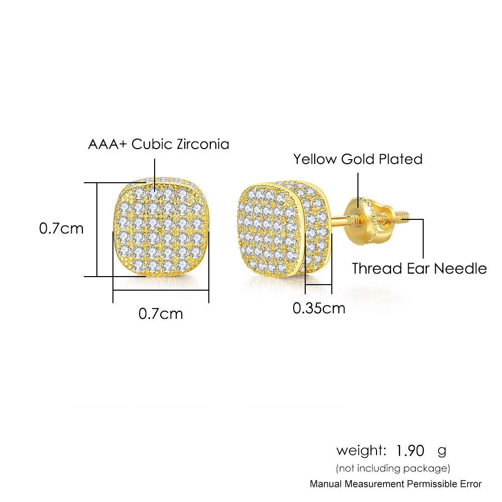 Iced Out Zirconia Stud Earrings For Men Hiphop Gold Color Plated Male Earing Fashion Punk Jewelry Gift Shiny Accessories OHE001