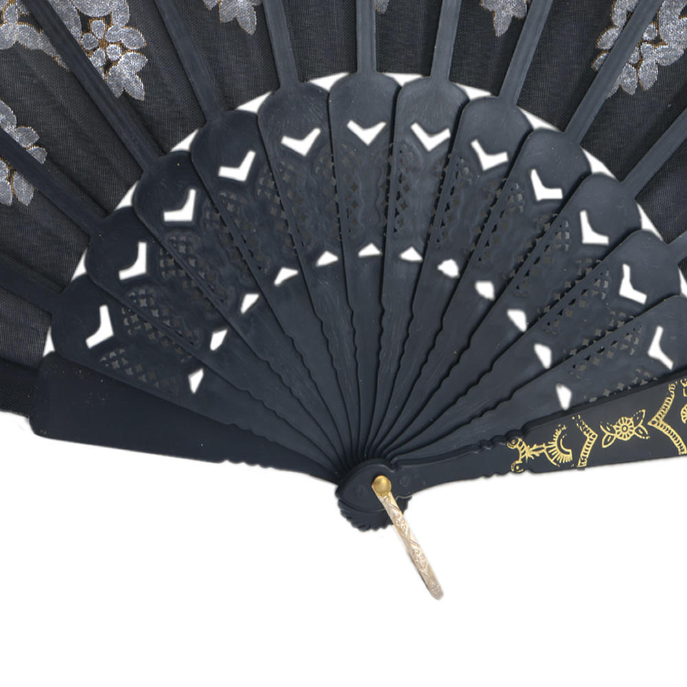 Schwarzer spanischer Stil für Tanz, Party, Hochzeit, Spitze, Seide, faltbarer Hand-Blumenfächer