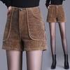 Women's High-Waisted Corduroy Wide-Leg A-Line Bootcut Shorts - 2026 Spring/Autumn Fashion Trend