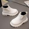 Children's British Style Leather Boots with Side Zipper and Non-Slip Sole