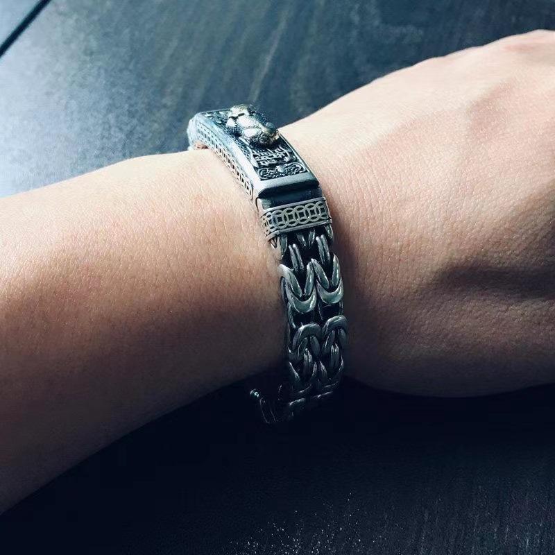 Jian Zhen's Dubbele Ketting, Veilige Tattoo, Geld Pixiu Armband, Populaire Heren Retro, Rijkdom en Welvaart Aantrekken