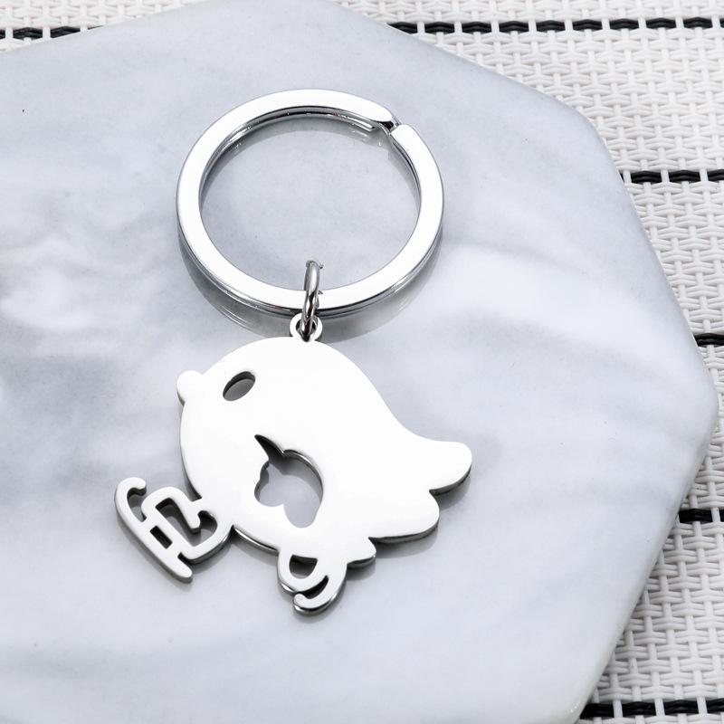 Eislaufender Vogel Edelstahl Schlüsselanhänger Niedliches Cartoon Design Mode Studenten Tasche Anhänger Praktisches Tägliches Accessoire
