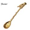 Portable Spoons for Food Photography Vintage Carved Coffee Spoon, Flower/Dragonfly/Bird/Starfish Topper, Zinc Alloy Decorative Tableware Breakfast