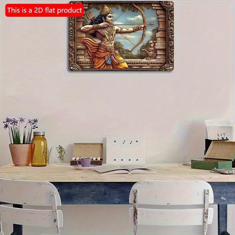2d düz 30*20cm Klasik Ahşap Duvar Asma İşareti, Bar, Restoran, Oturma Odası, Ev için Lord Rama Savaş Temalı Dekoratif Plaket