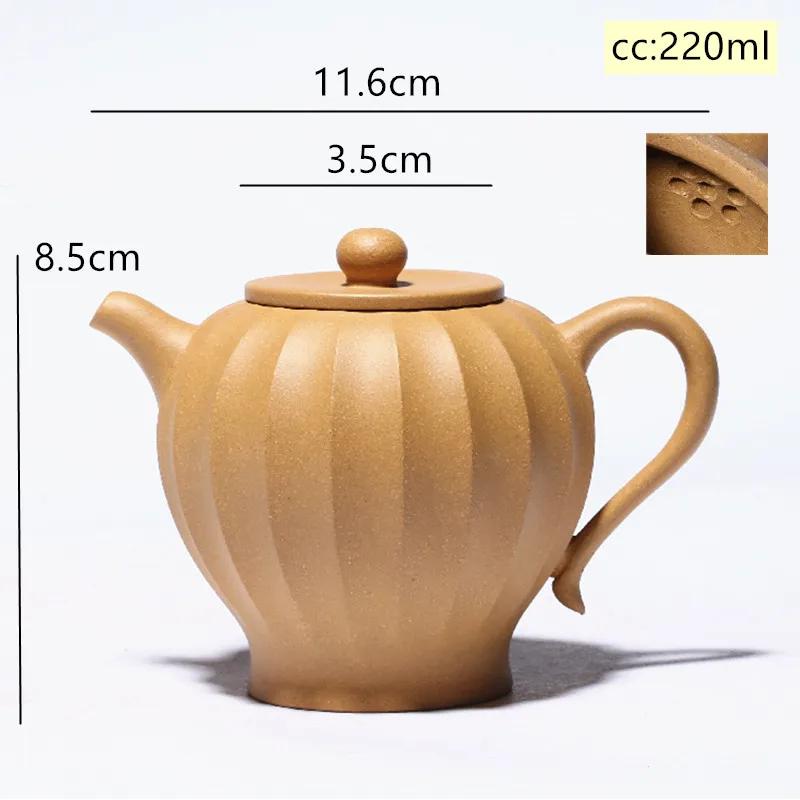 

Chinese Yixing Tea Pot Handmade Purple Clay Teapot Raw Ore Golden Section Mud Kettle Teaware Chinese Tea Ceremony Gifts 220ml