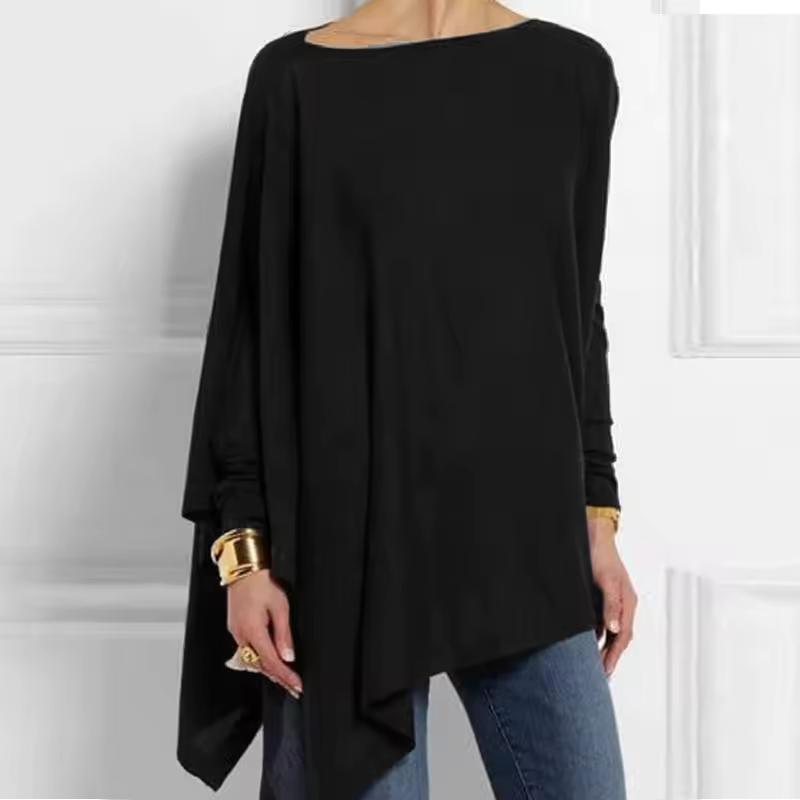 Cotton Irregular Women Blouses Shirt Spring Autumn Female Solid Pullover Tops Casual O Neck Long Sleeve Blouse Ladies Tunic