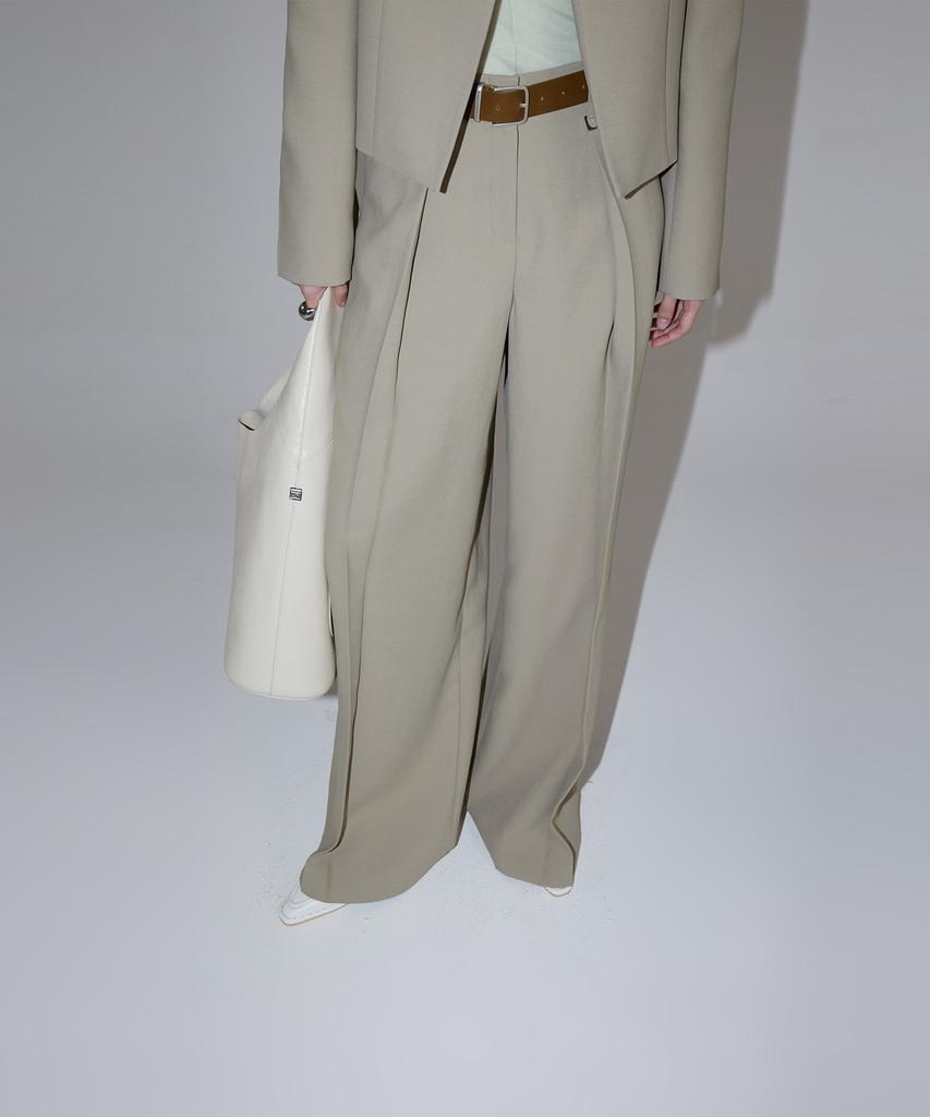 Rene J. Dean Pintuck Wide Pants - Beige