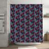 Vibrant Batik Shower Curtain 180x240cm Blue Floral Print Waterproof Fabric for Bathroom Decor.