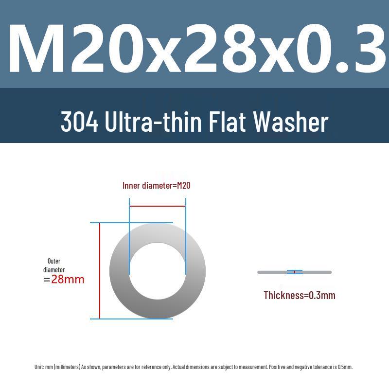 Yigu 304 Stainless Steel Flat Washer Shim Ring (Sizes M3, M4, M5, M8)