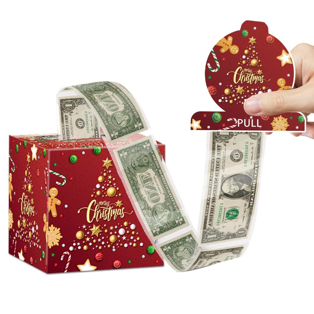 Pull Out Christmas Money Box Christmas Tree With 50pcs Transparent Bags Cash Pull Gift Boxs Snowman Santa Surprise Gift Boxes