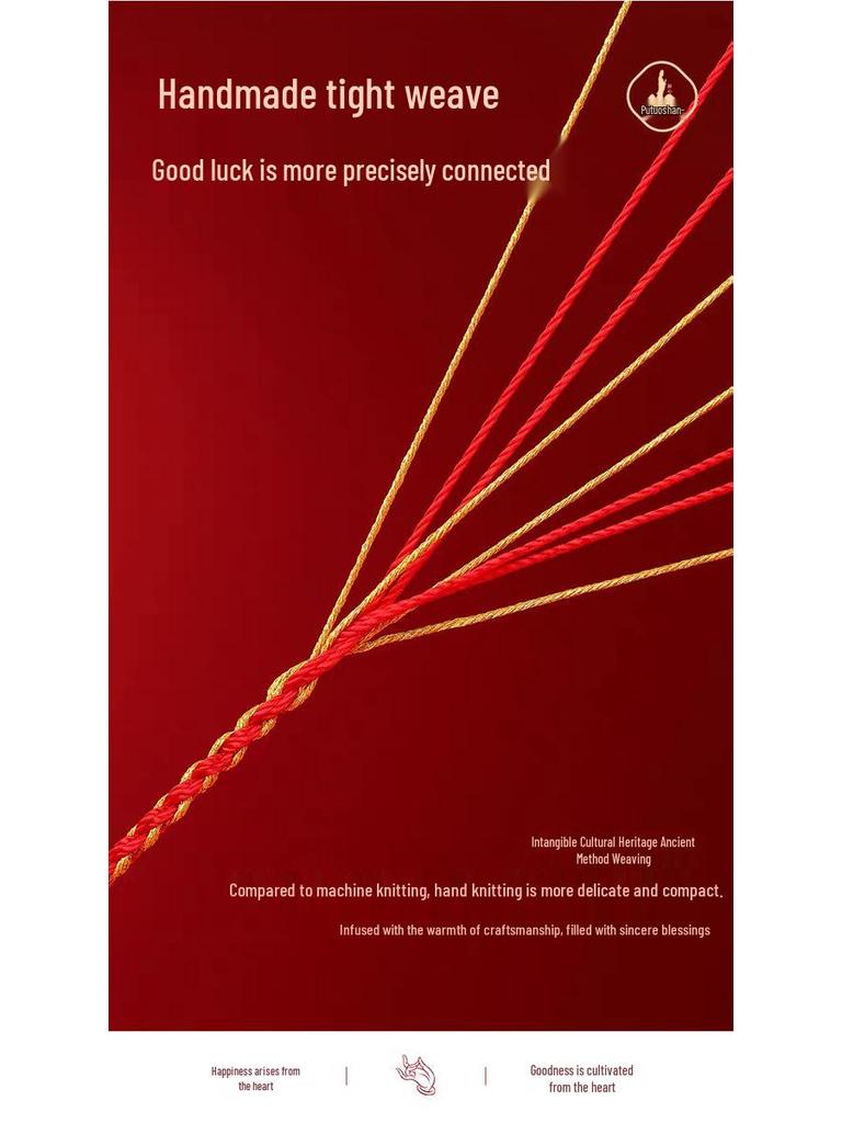 Bransoletka z Czerwonego Sznurka z Monetą Pięciu Cesarzy z Putuoshan – Ręcznie Pleciona Lina na Szczęście, Unisex Prezent.