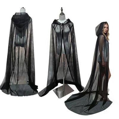 Halloween Witch & Grim Reaper Mesh Hooded Cloak for Cosplay & Dance Parties