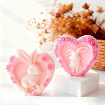 Heart Rabbit Silicone Molds for Candle Soap Chocolate Cake Decoration Multipurpose Silicone Candle Mould for Epoxy Resin
