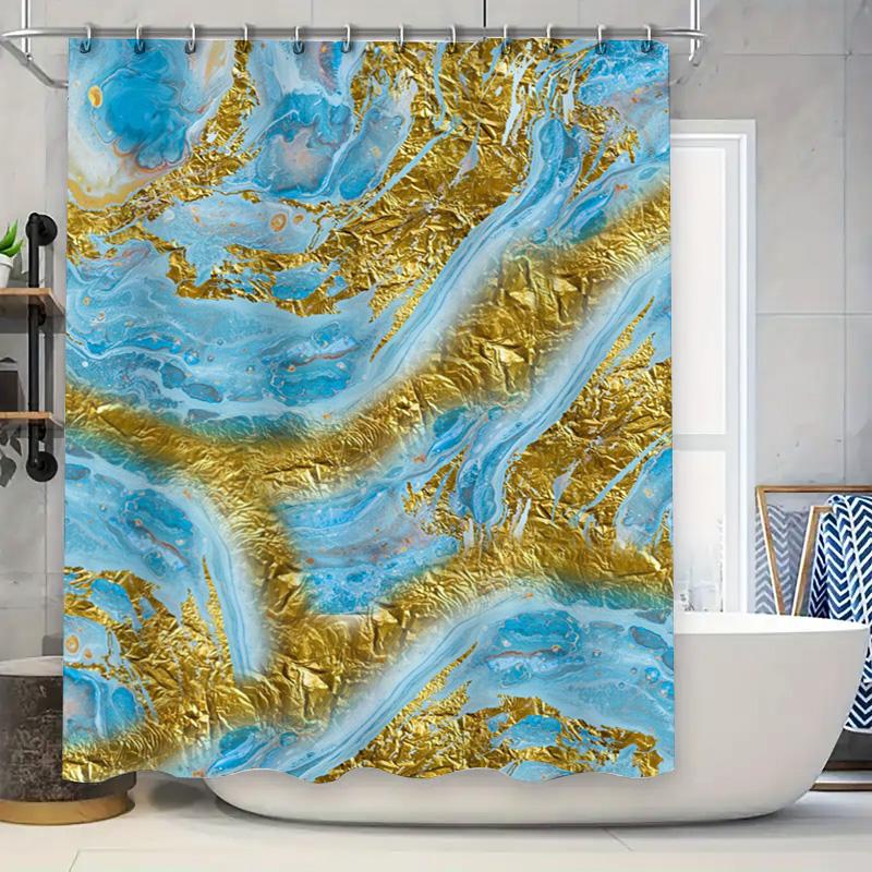 

Yellow Shower Curtain with Purple Floral Design Modern Bathroom Decor High-Quality Waterproof Fabric for Home Use 90x180cm