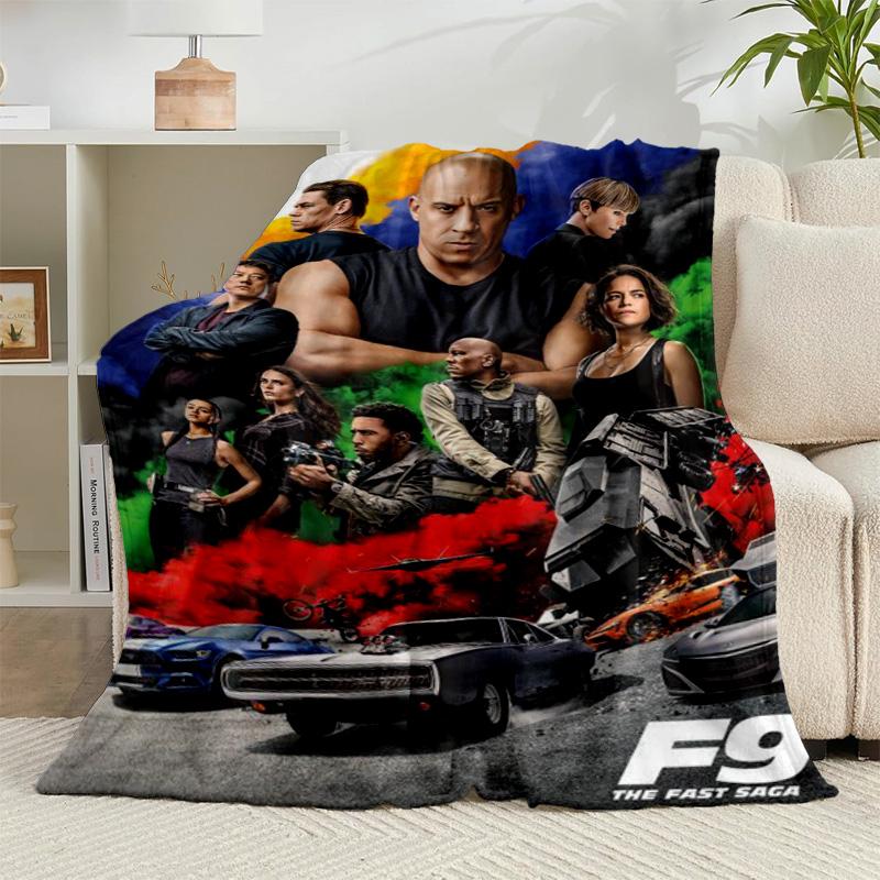 1PC Fast And car Family Flannel Blanket Gift, Suitable for Both Men And Women, Soft Ideal for Beds And Sofa, Birthday Or Christmas Gift