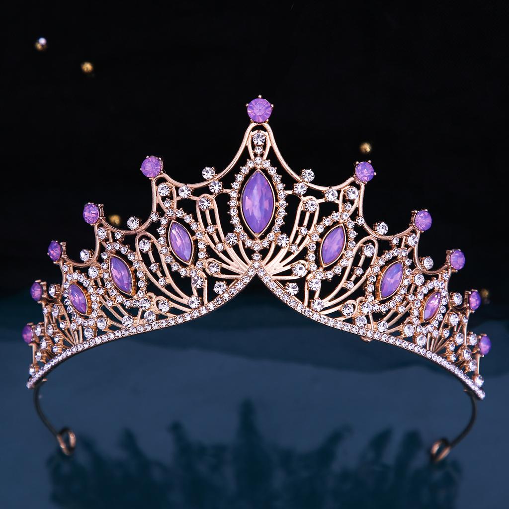 8 Pcs Purple & Gold Queen Crown Birthday Cake Topper Set - Rhinestone Tiara, Acrylic Sign & Foam Balls | Princess Party Decor - View #6