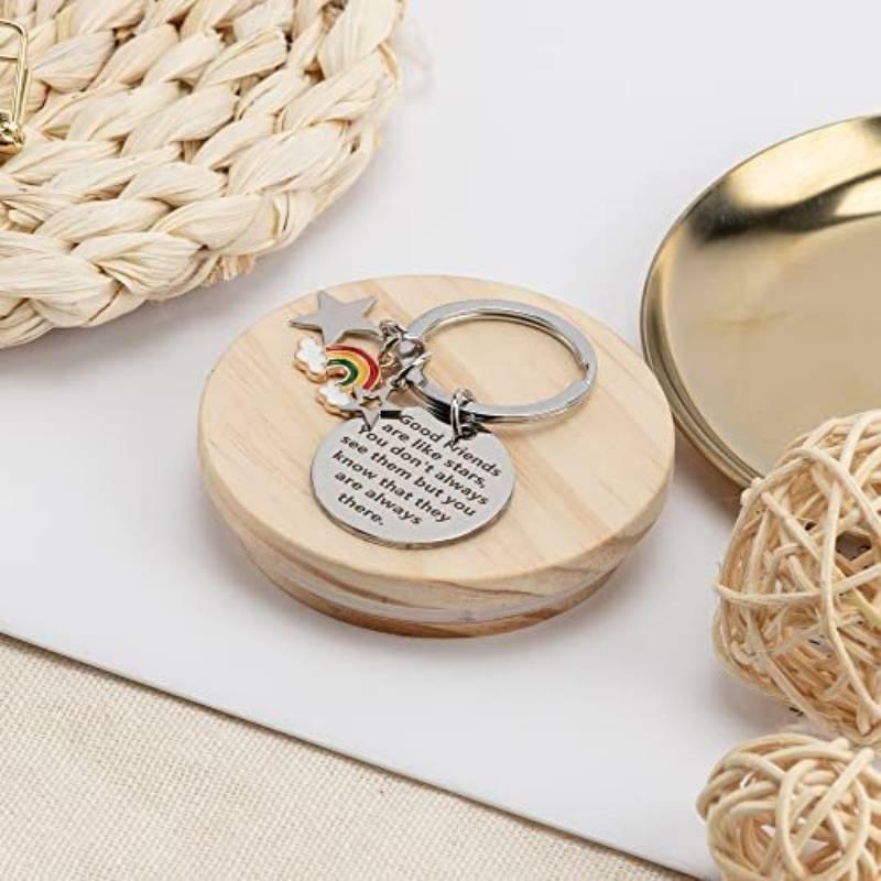 Unique Friendship Gift Stainless Steel Keychain With Star Design For Birthdays And Parties
